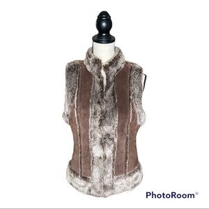 LAL leather faux fur vest size M